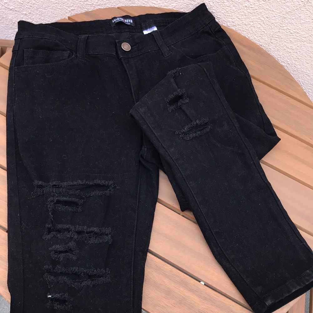 High waisted black jeans